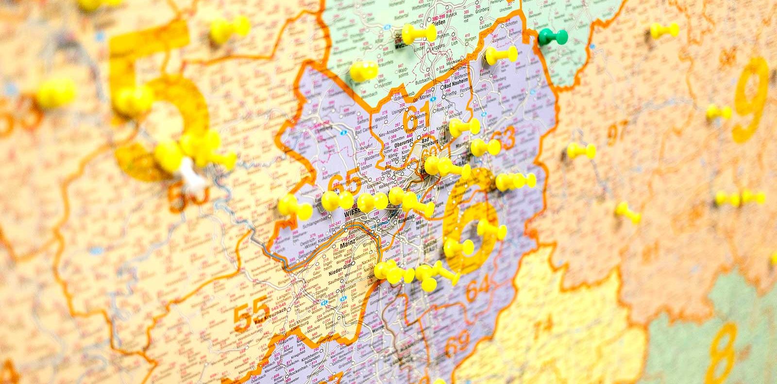 Landkarte mit Pins