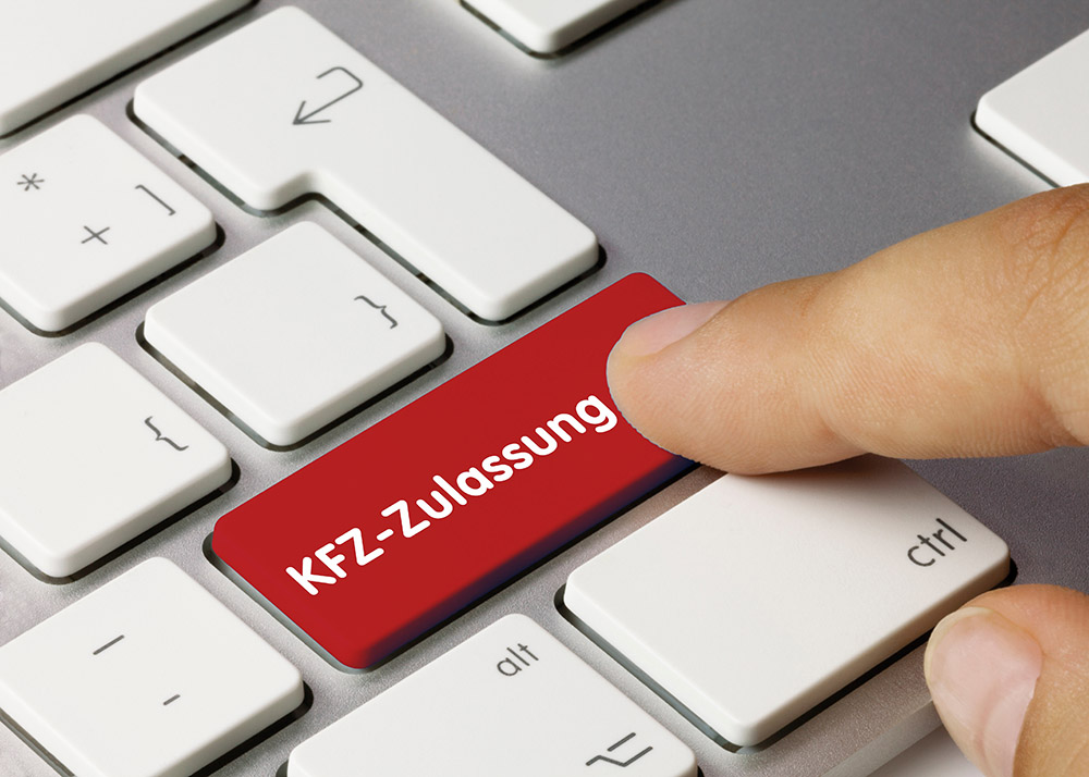 Tastatur mit Aufschrift "Kfz-Zulassung"