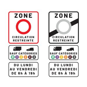 Kennzeichnung der Umweltzonen in Frankreich